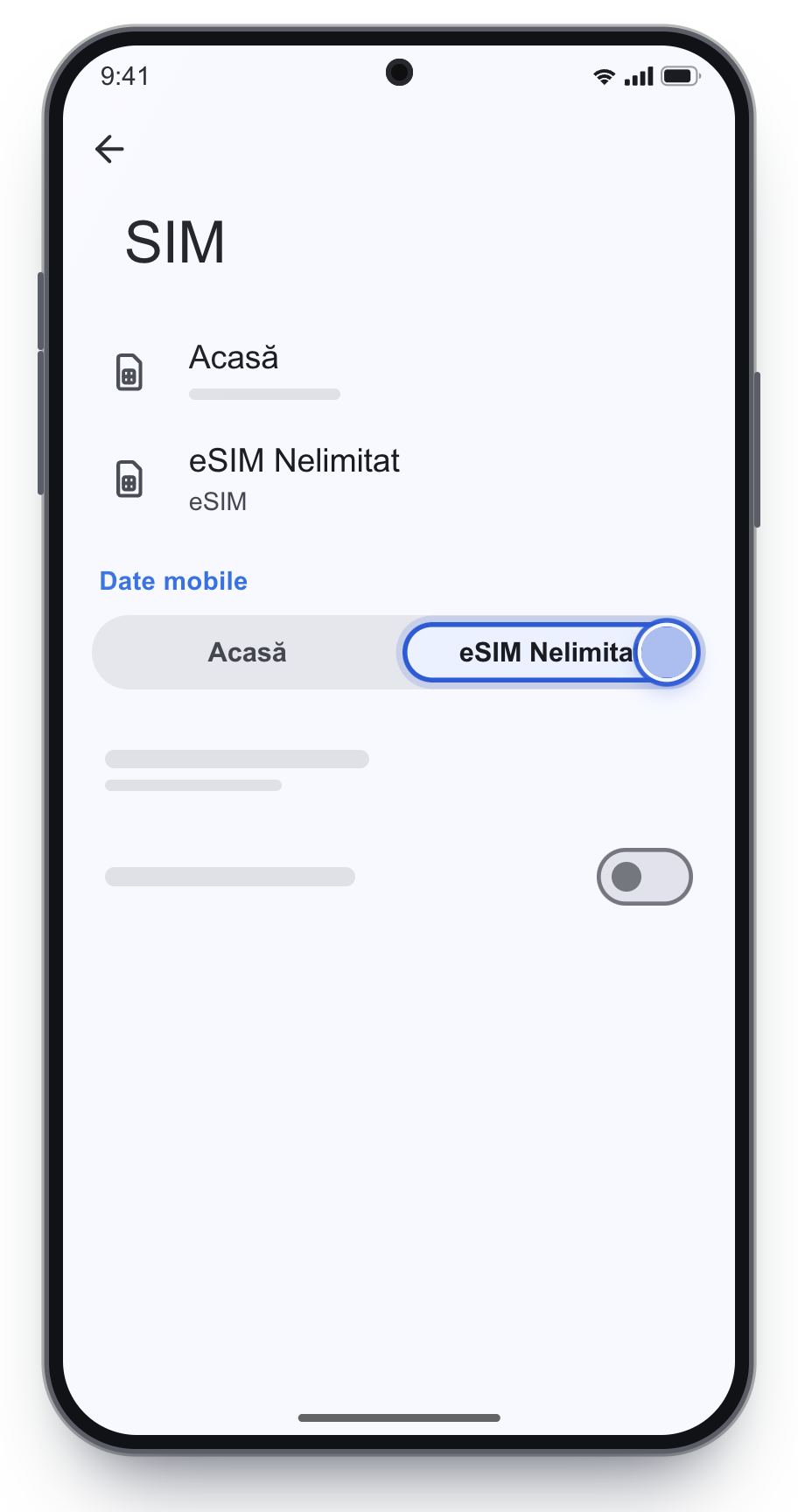 Date mobile pe eSIM Nelimitat, pe Android.