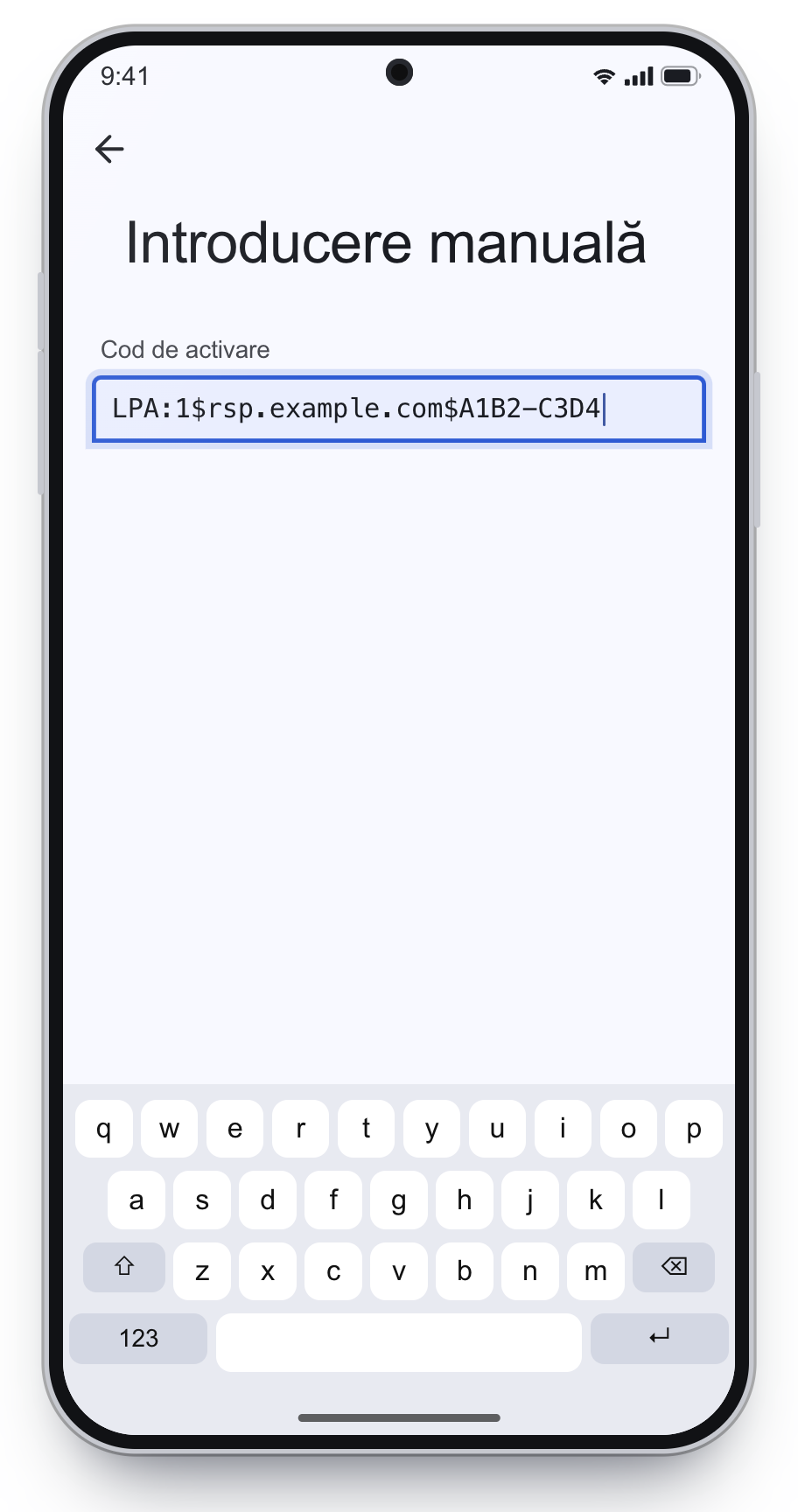 Introducere manuală pe Google Pixel.