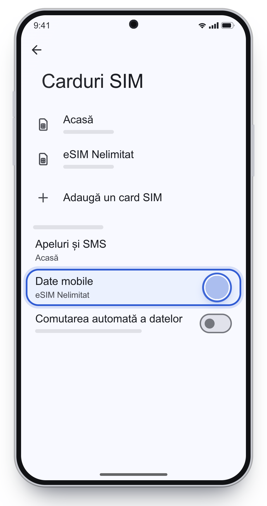 Date mobile pe eSIM Nelimitat, pe Pixel.