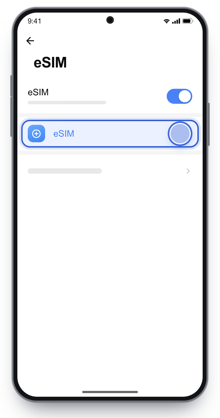 Pagina eSIM Xiaomi, cu adăugarea încadrată.