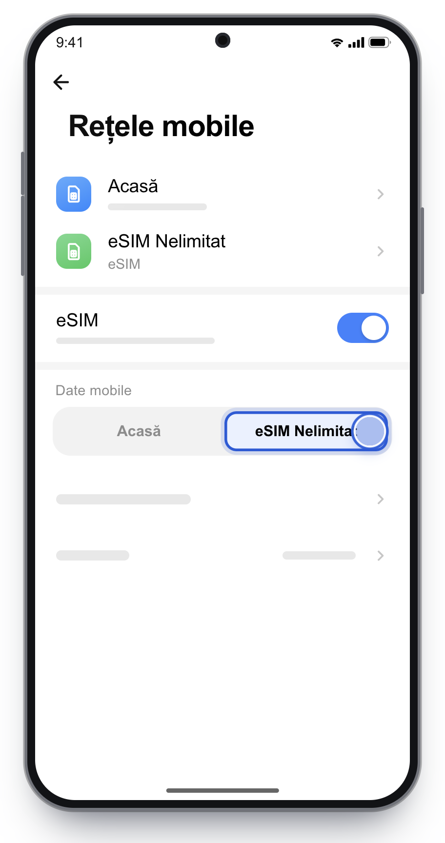 Date mobile pe eSIM Nelimitat, pe Xiaomi.